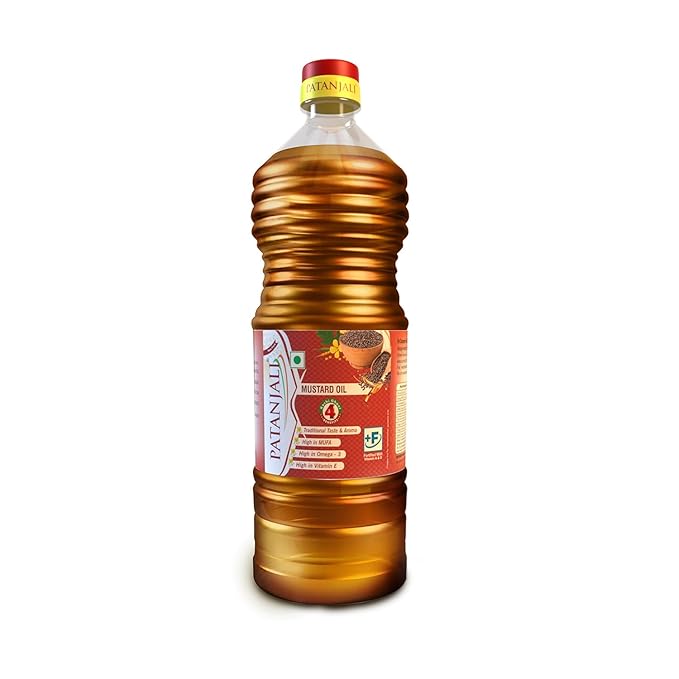 Patanjali Kachi Ghani Mustard Oil – Pure & Natural Sarso ka Tel for Healthy Cooking