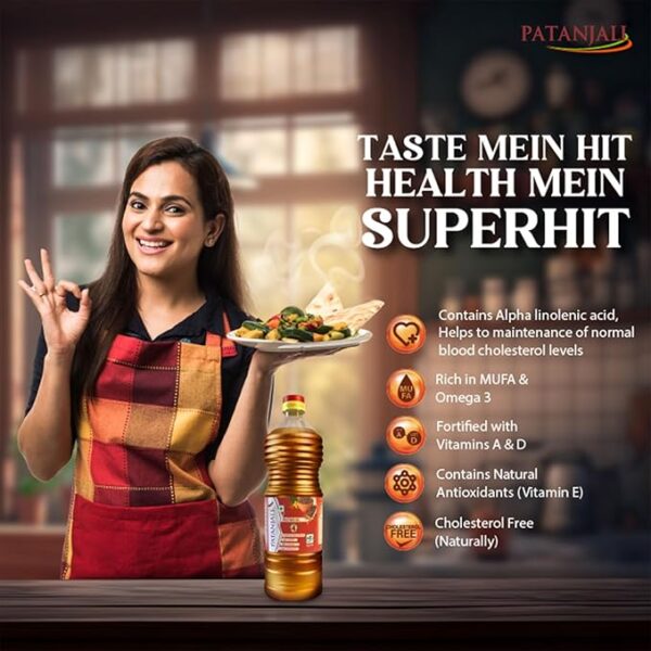 Patanjali Kachi Ghani Mustard Oil – Pure & Natural Sarso ka Tel for Healthy Cooking - Image 3