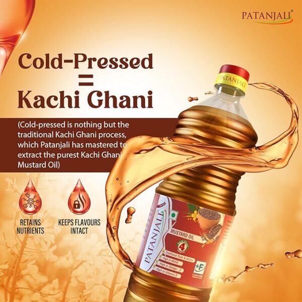 Patanjali Kachi Ghani Mustard Oil – Pure & Natural Sarso ka Tel for Healthy Cooking - Image 4